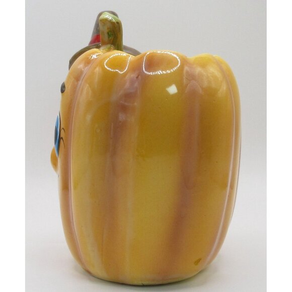 Vintage Anthropomorphic Pumpkin Planter Vase Ceramic Halloween Thanksgiving Taiw - Picture 2 of 10